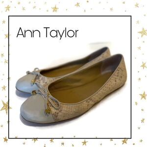 Ann Taylor Leather Snake Bow Ballet Flats 7.5